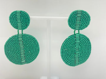 Bead Double Disc Green Earring