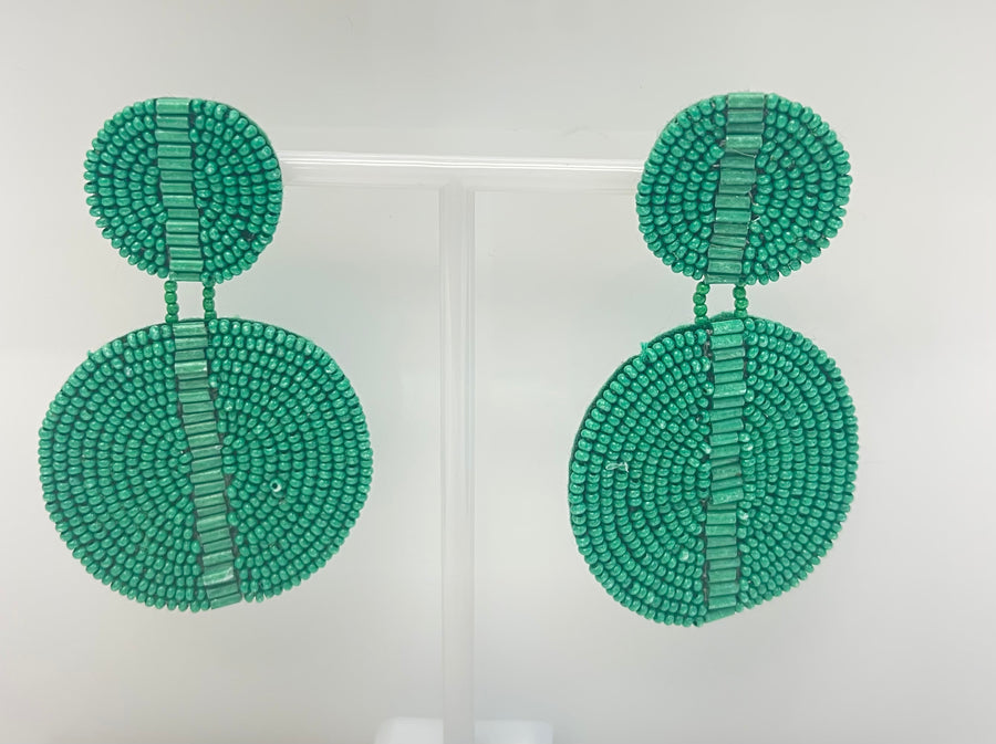 GS Bead Double Disc Earring-Green