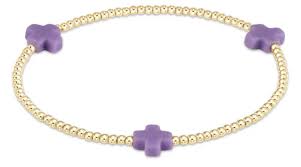 Enewton Egirl Signature Cross Small Gold Pattern 2mm Bead Bracelet - Purple