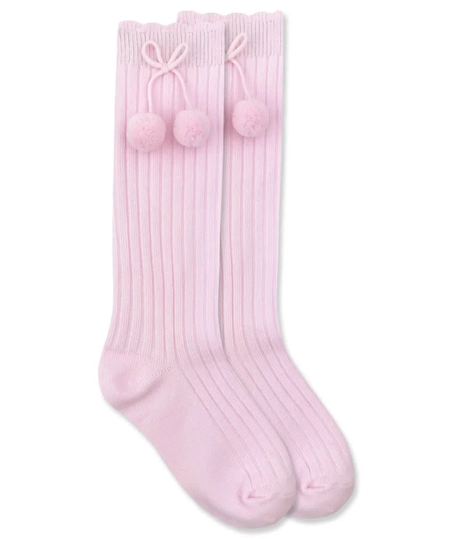 Jefferies Socks Knee Sock w Pom Pom 1640-Pink