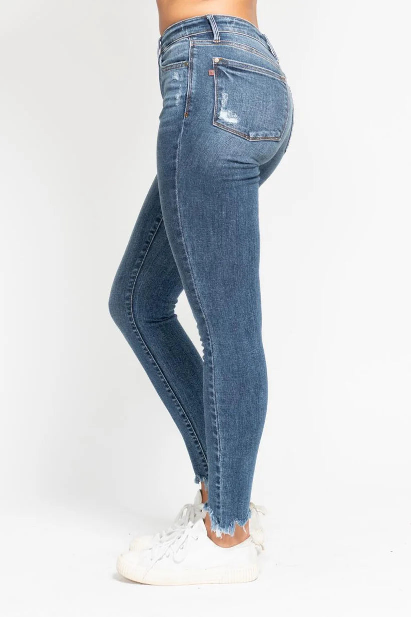 Judy Blue High-Waisted Skinny Jean with Shark Bit Hem