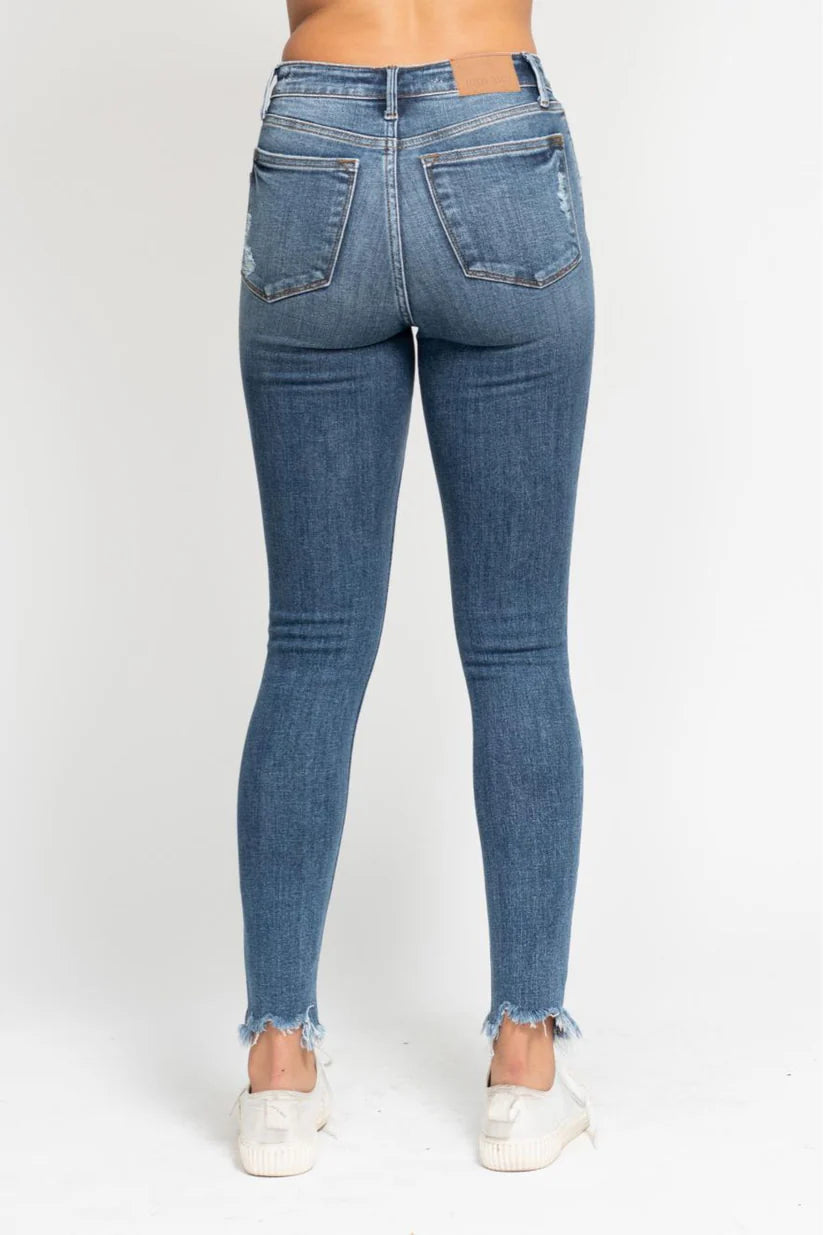 Judy Blue High-Waisted Skinny Jean with Shark Bit Hem