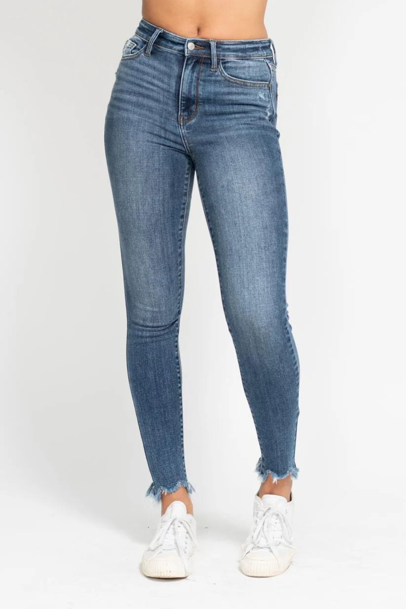 Judy Blue High-Waisted Skinny Jean with Shark Bit Hem