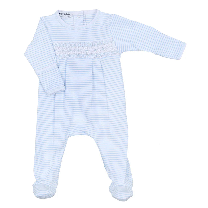 Magnolia Baby Katie & Kyle Blue Smocked Footie