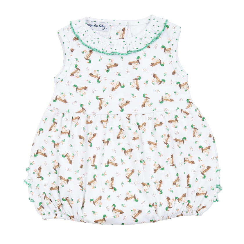 Magnolia Baby Mallard Pond Printed Ruffle Sleeveless Bubble