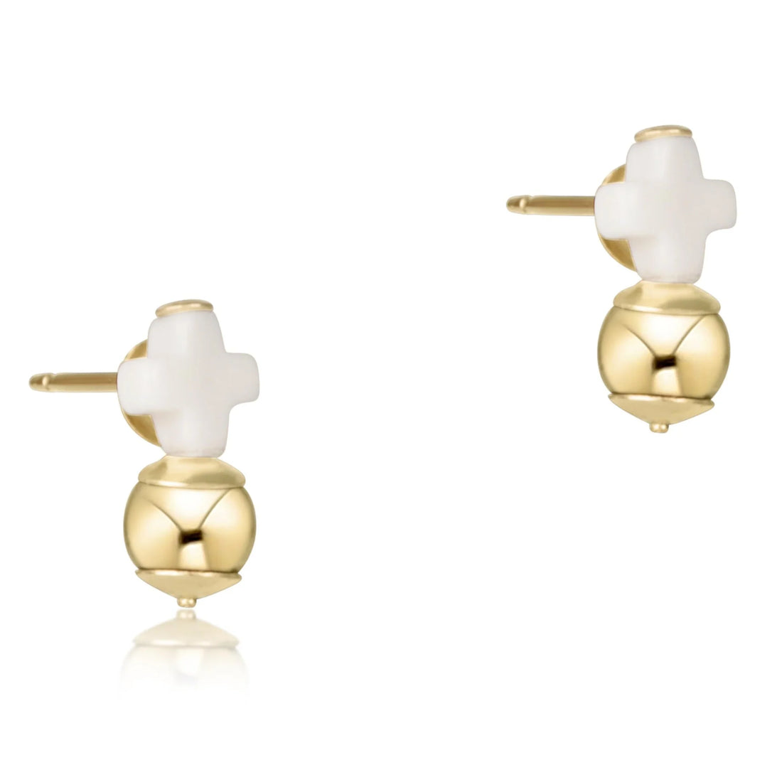 Enewton signature cross off-white studs - classic gold