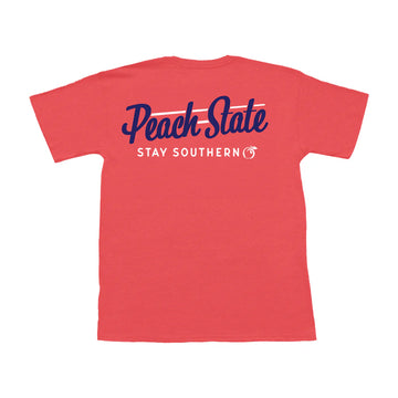 Peach State Pride Old School Peach State SS Youth Pocket Tee - Nantucket Red