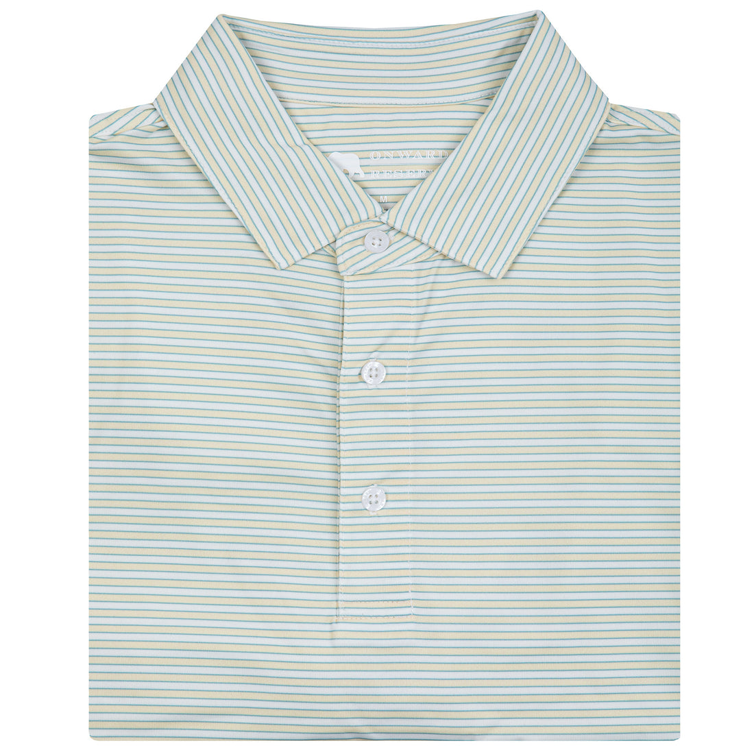 Onward Reserve Mulligan Striped Performance Polo- Pastel Yellow/Ether