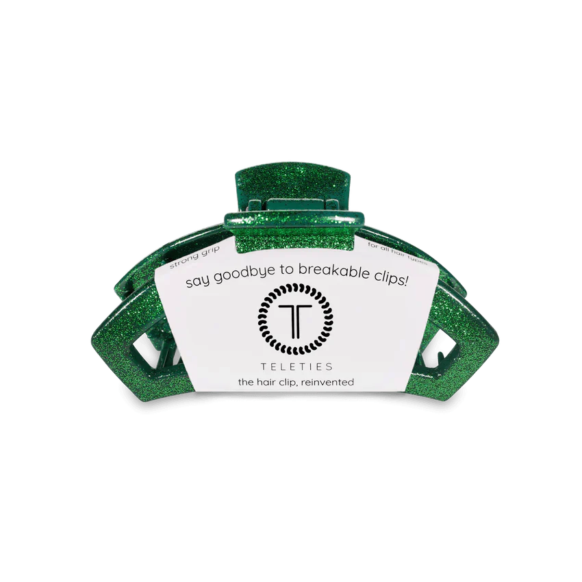 Teleties Open Green Glitter Medium Hair Clip