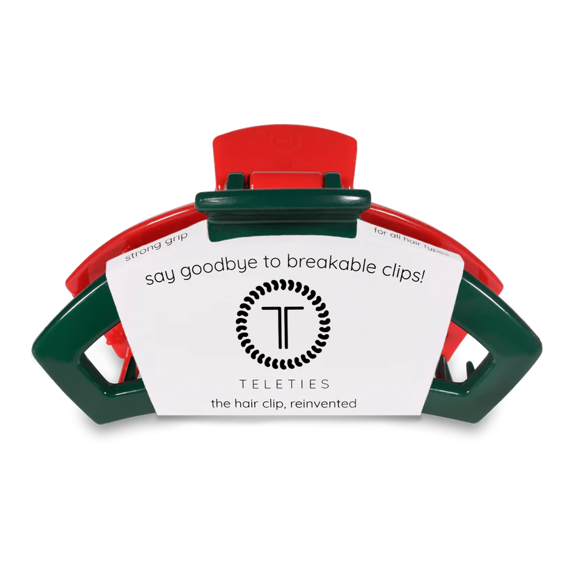 Teleties Open Red and Green Medium Hair Clip
