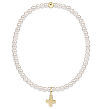 Enewton Extends Classic Pearl 3mm Bead Bracelet - Signature Cross Gold Disc