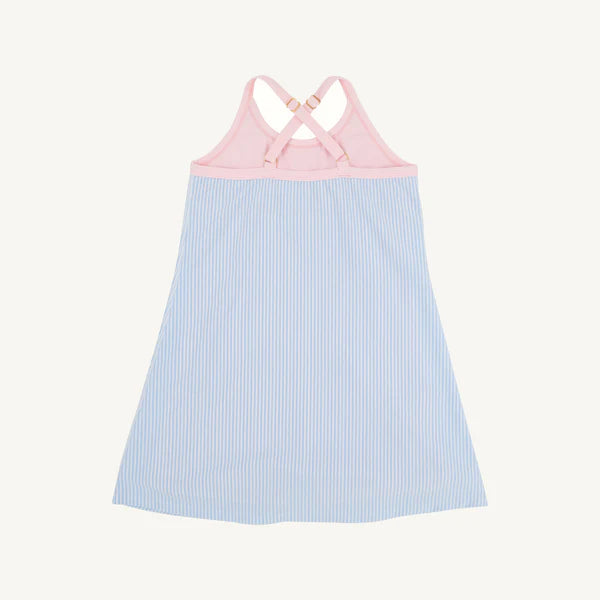 Beaufort Bonnet Prepletic Little Miss Tennis Dress - Beale Street Blue Seersucker/Palm Beach Pink