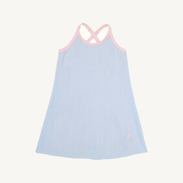 Beaufort Bonnet Prepletic Little Miss Tennis Dress - Beale Street Blue Seersucker/Palm Beach Pink