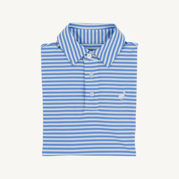 Beaufort Bonnet Prepletic Prim & Proper Polo - Sunrise Blvd Blue Stripe/Worth Ave White