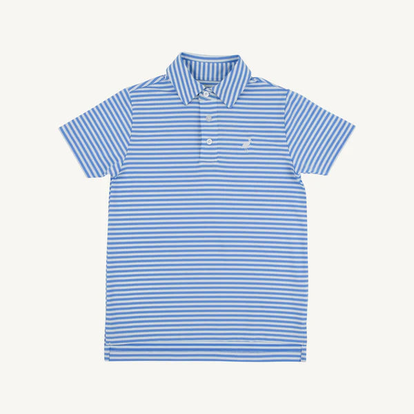 Beaufort Bonnet Prepletic Prim & Proper Polo - Sunrise Blvd Blue Stripe/Worth Ave White