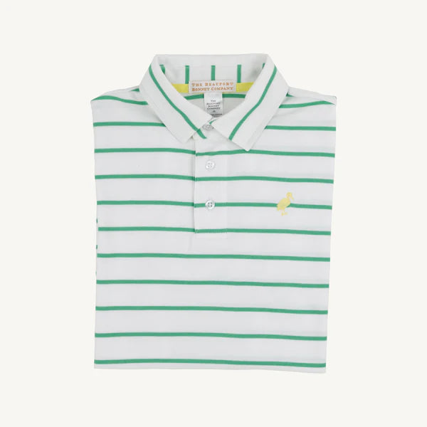 Beaufort Bonnet Prim and Proper Polo - Gibson Island Green Stripe