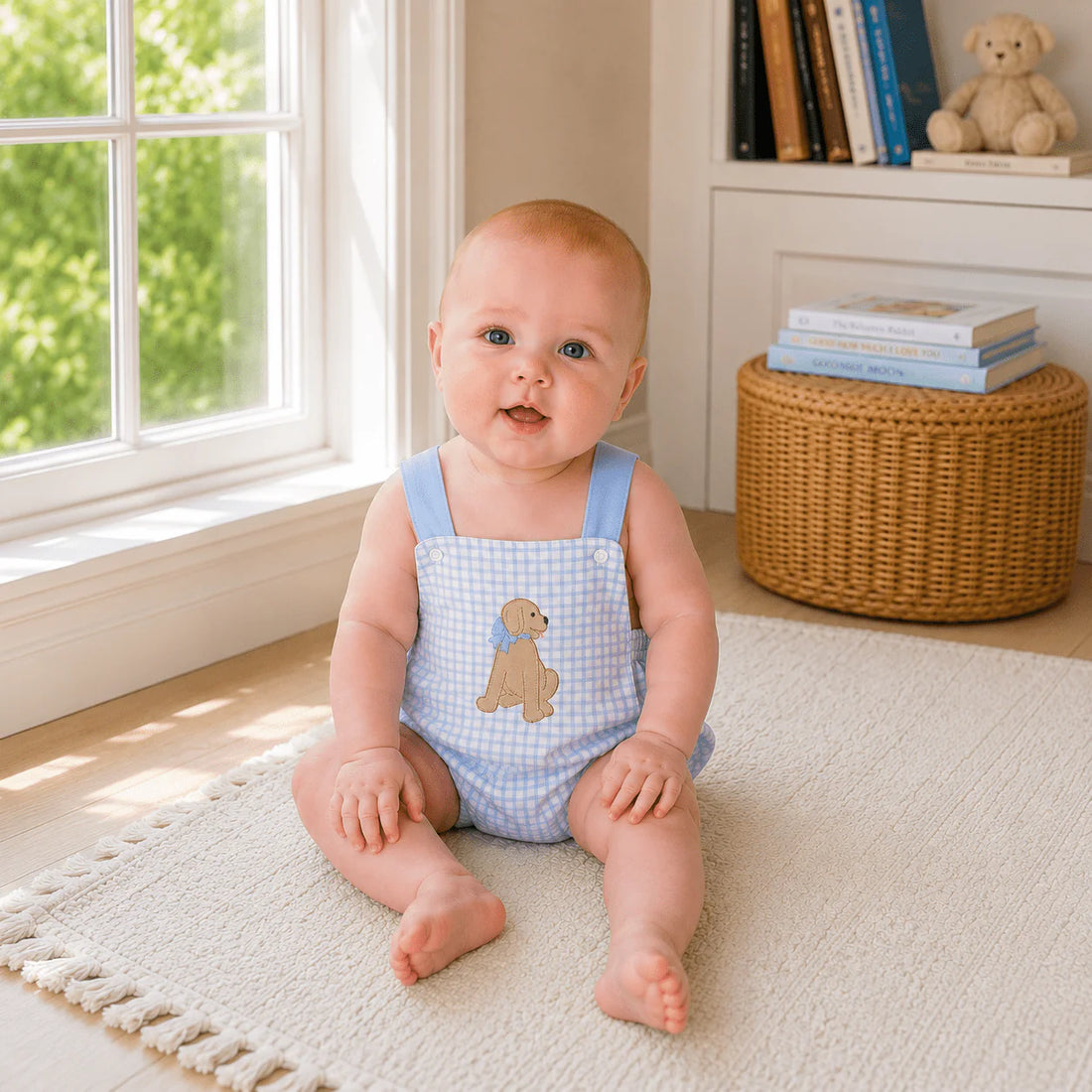 Magnolia Baby Puppy Playtime Applique Criss-Cross Bubble - Light Blue