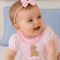 Magnolia Baby Puppy Playtime Applique Ruffle Bubble - Pink