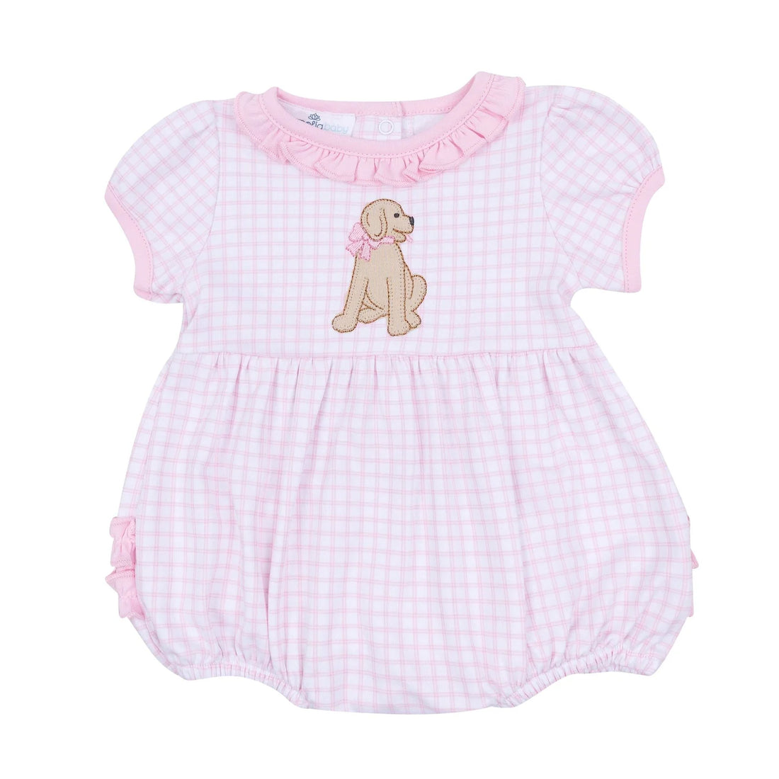 Magnolia Baby Puppy Playtime Applique Ruffle Bubble - Pink