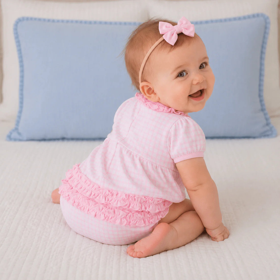 Magnolia Baby Puppy Playtime Applique Ruffle Bubble - Pink