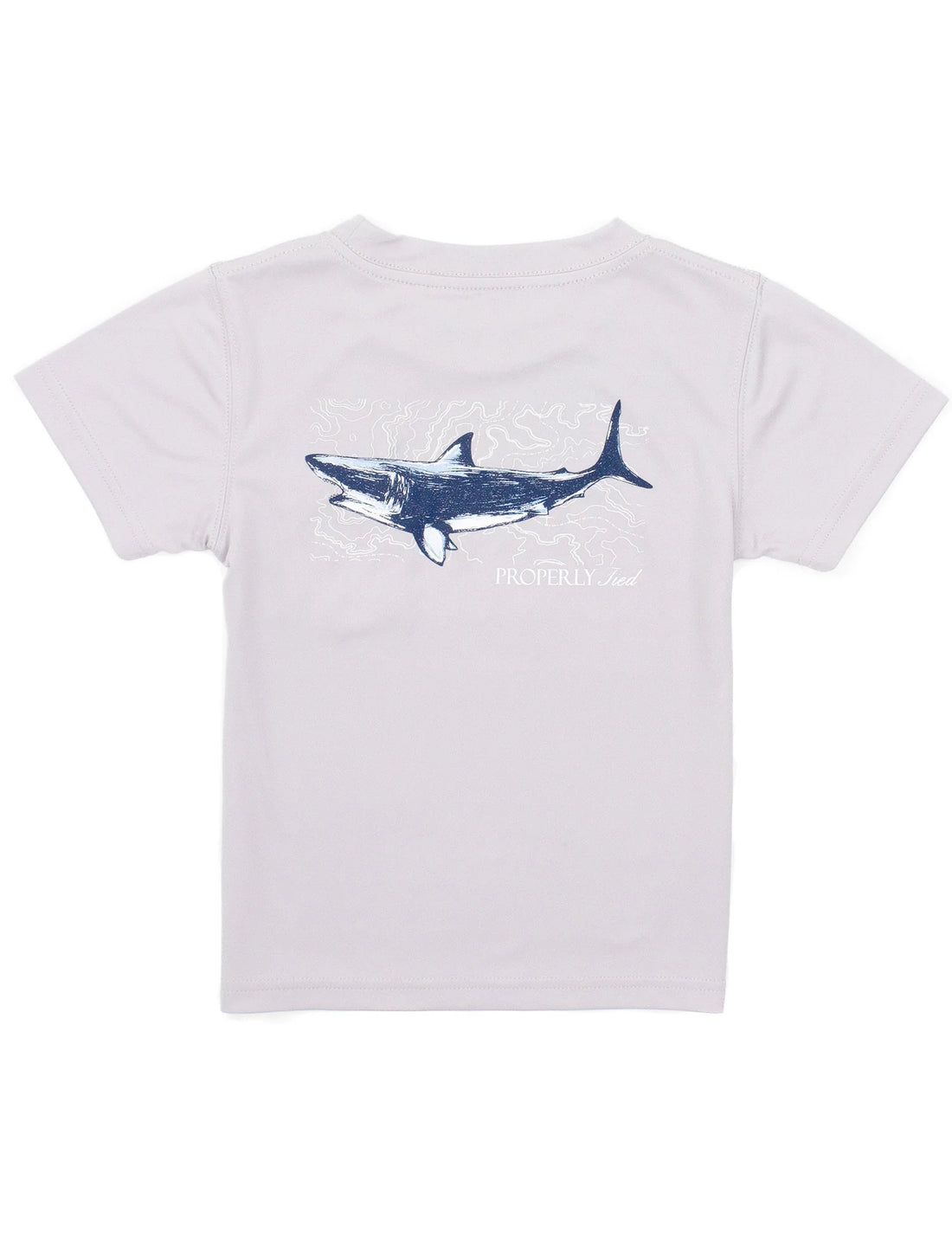 Properly Tied Boys Performance SS Topo Shark Tee - Ice Grey