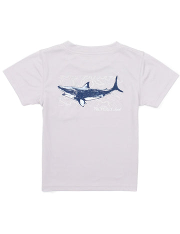 Properly Tied Boys Performance SS Topo Shark Tee - Ice Grey