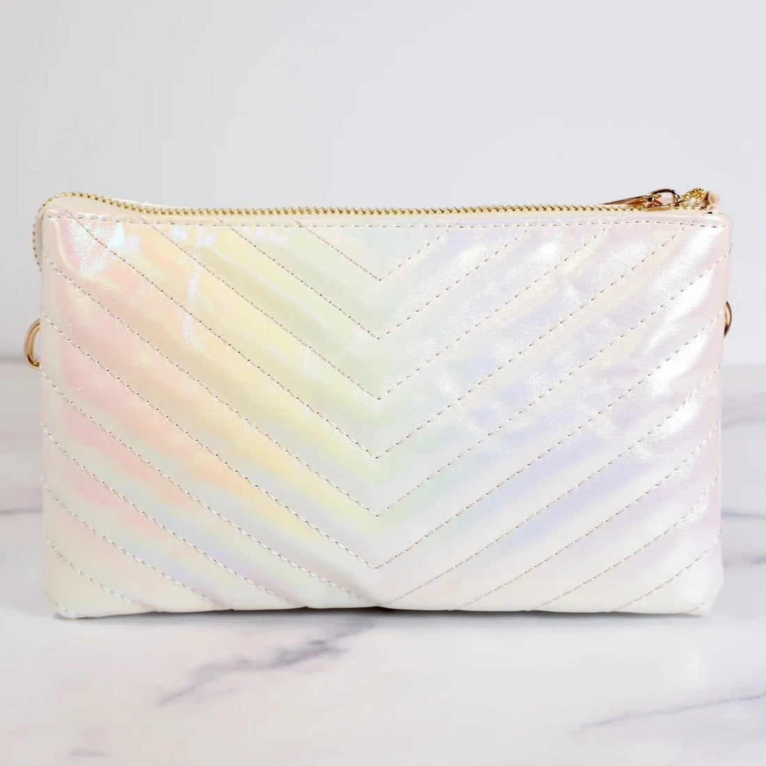 Sherman White Opal Quilted Crossbody