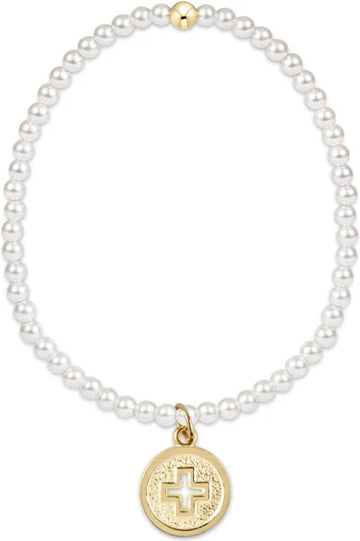 Enewton Classic Pearl 3mm Bead Bracelet - Signature Cross Gold Disc