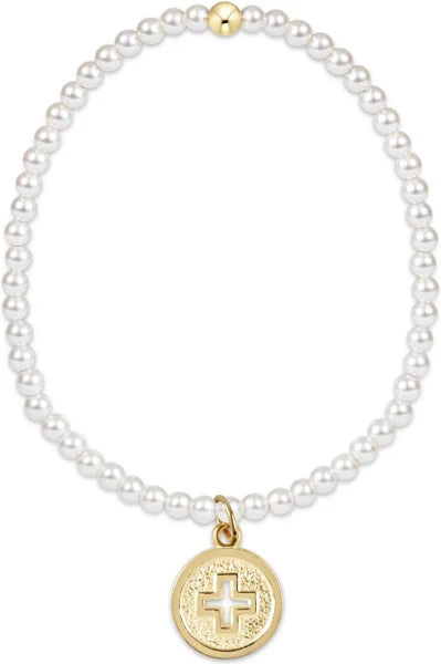 Enewton Classic Pearl 3mm Bead Bracelet - Signature Cross Gold Disc