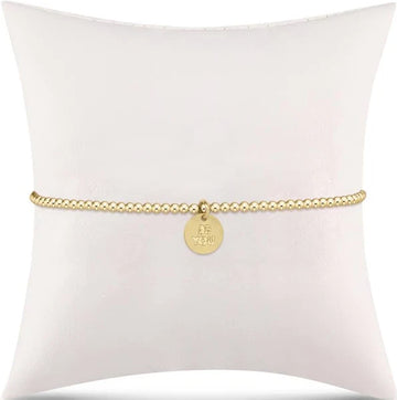 Enewton Classic Gold 2mm Bead Bracelet - be you. Small Gold Word Disc