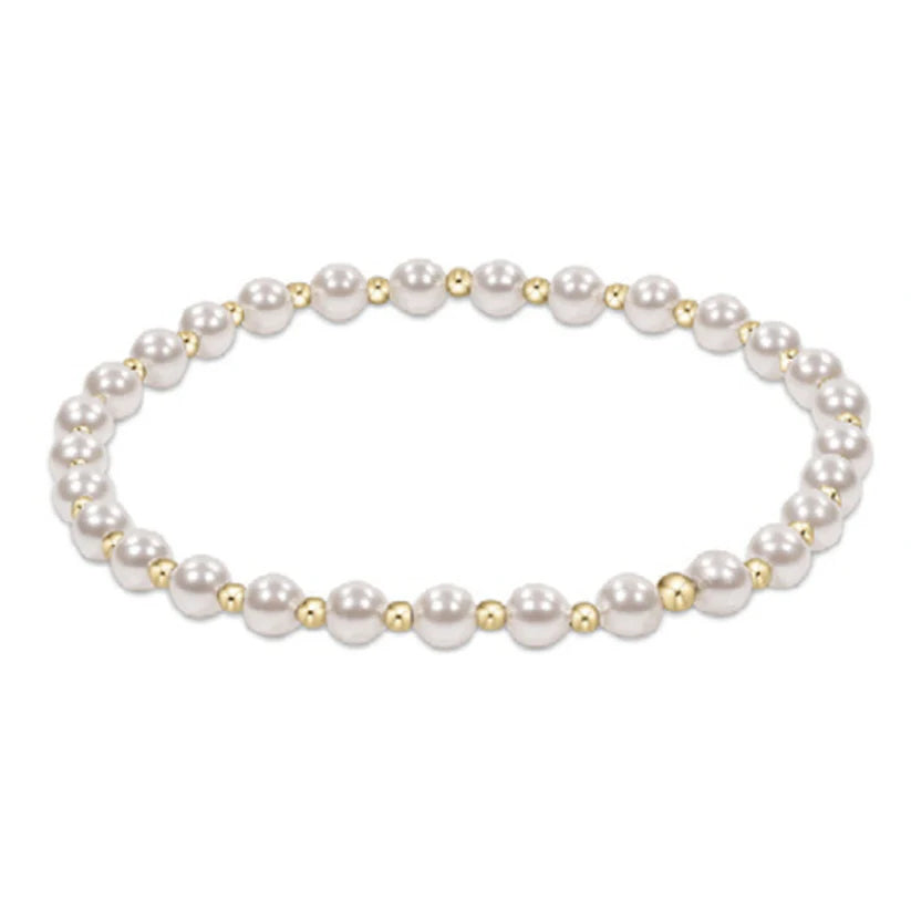 ENewton Classic Grateful Pattern 4mm Bead Bracelet - Pearl