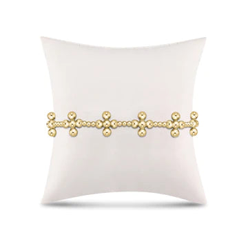 Enewton Signature Cross Sincerity Pattern 2.5mm Bead Bracelet - Classic Beaded Signature Cross Gold - 4mm Bead Gold