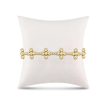 ENewton Signature Cross Sincerity Pattern 2.5mm Bead Bracelet - Classic Beaded Signature Cross Gold - 4mm Bead Gold