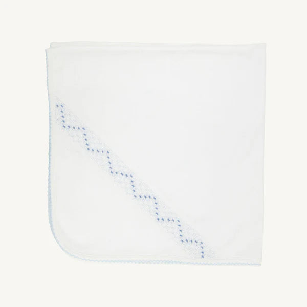 Beaufort Bonnet Sweetly Smocked Blessing Blanket - Worth Ave White/Buckhead Blue/Park City Periwinkle