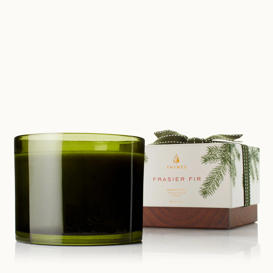 Thymes Frasier Fir 17 oz Poured 3-wick Candle - Green