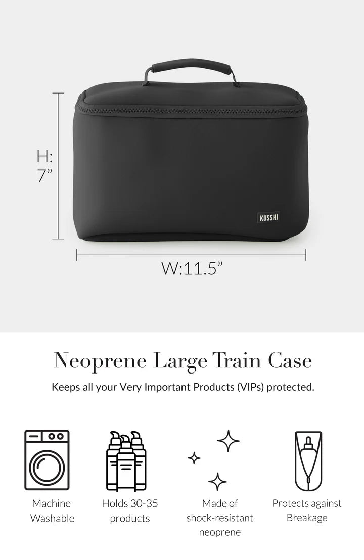 Kusshi Large Train Case- Black with Pink Interior