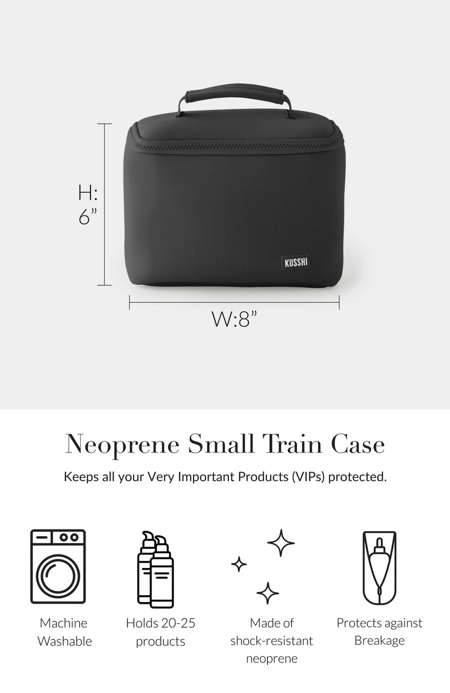 Kusshi Small Train Case- Black with Pink Interior
