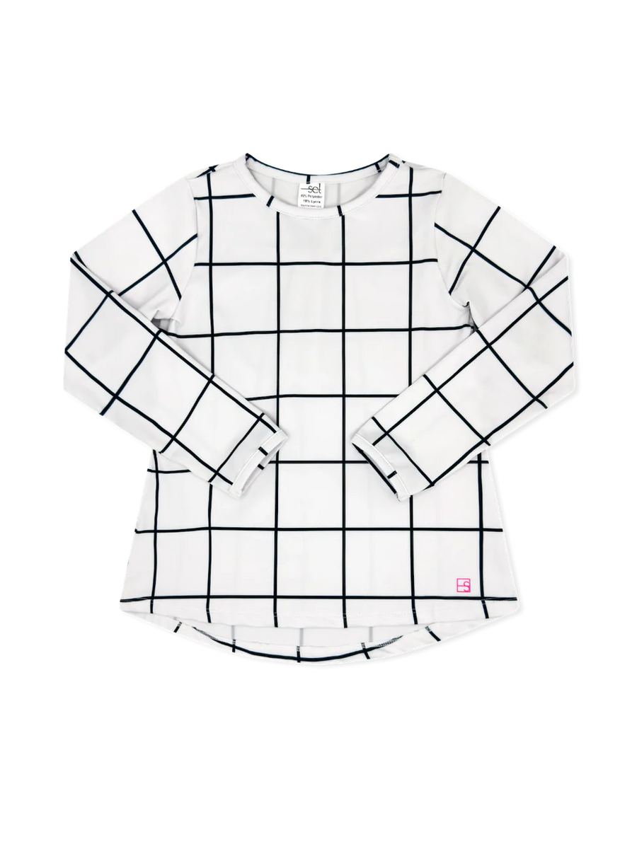 Set Fashion Taylor T LS Shirt - Pure Coconut/Nantucket Navy, Willington Windowpane
