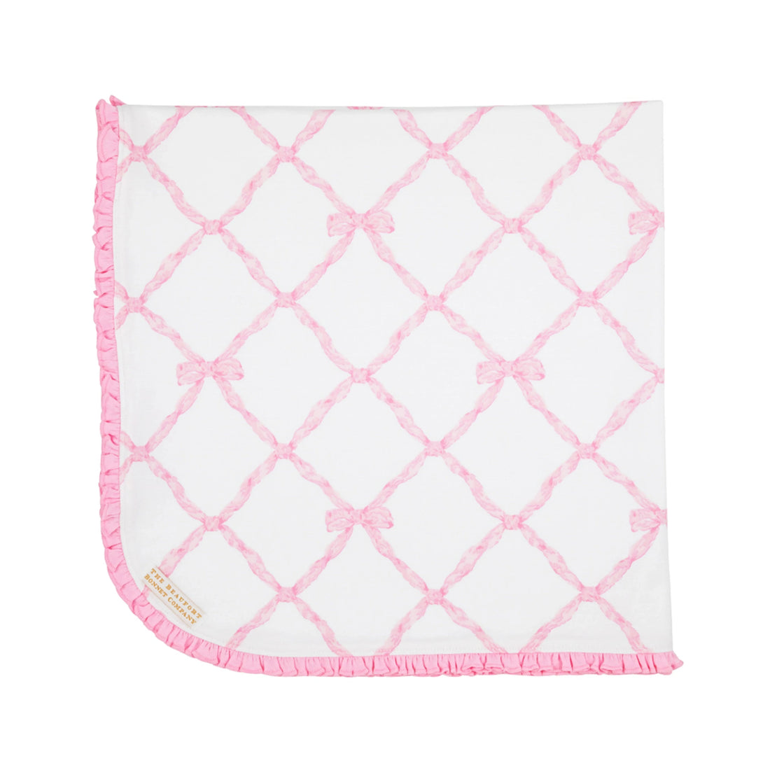 Beaufort Bonnet Baby Buggy Blanket- Belle Meade Bow With Pier Party Pink