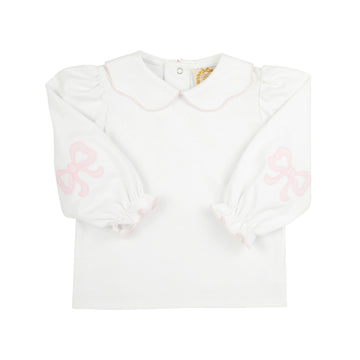Beaufort Bonnet Emma's Elbow Patch Top & Onesie- Worth Avenue White with Palm Beach Pink