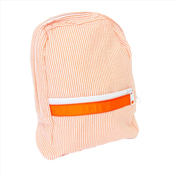 Oh Mint Small Backpack - Orange Seersucker