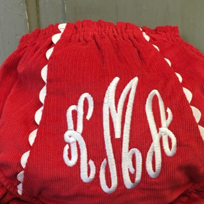 Monogrammed Red Bloomer