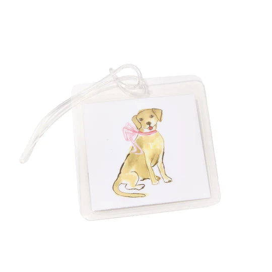 Over The Moon Bag Tag-Dog with Pink
